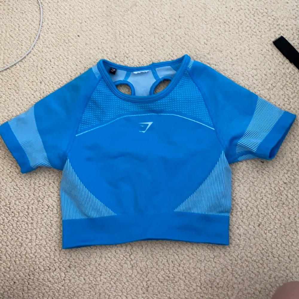 Gymshark ultra seamless blue cropped workout top size xs/small worn only once